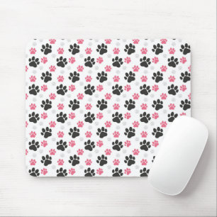 Black Pink Paw Print Dog Owner Puppy Lover Pets Mouse Pad