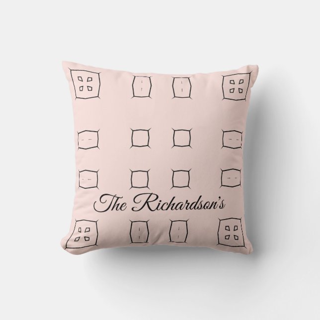 Black Pink Personalised Geometric Minimal Bedding Cushion (Front)
