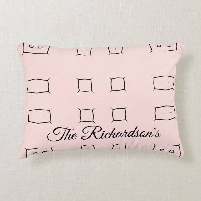 Black Pink Personalized Geometric Minimal Bedding Decorative Cushion (Front)