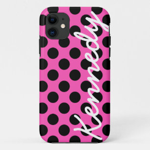 Black Pink Polka Dots iPhone 11 Case