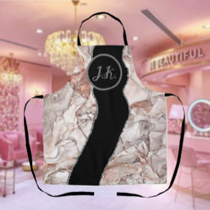 Black Pink Professional Marble Agate Glam  Apron