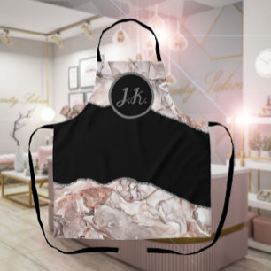 Black Pink Professional Marble Agate Glam Apron