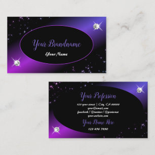 Black Pink Purple Glitter Stars Jewels Glamourous Business Card