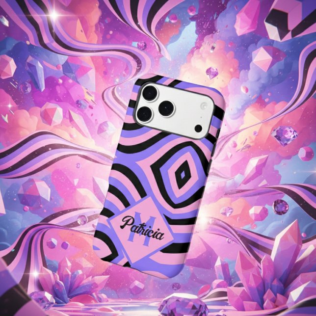 Black pink purple Groovy psychedelic 70s Monogram  (Creator Uploaded)