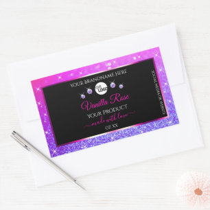 Black Pink Purple Ombre Glitter Product Label Logo