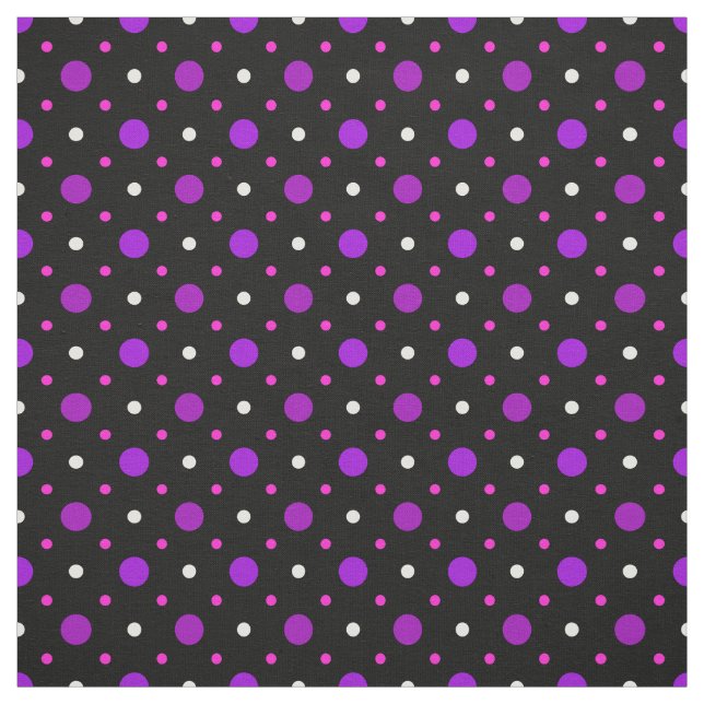 Black Pink Purple Spot Polka Dot Pattern Fabric (Swatch)