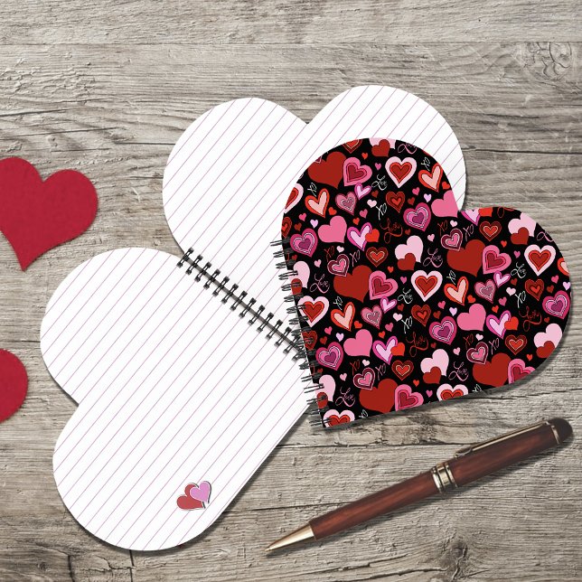 Black Pink Red Hearts Love Pattern Notebook (Creator Uploaded)