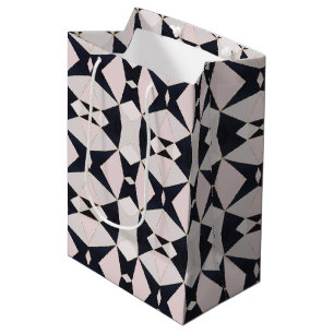 Black Pink Rose Gold Kaleidoscope Geometric Medium Gift Bag