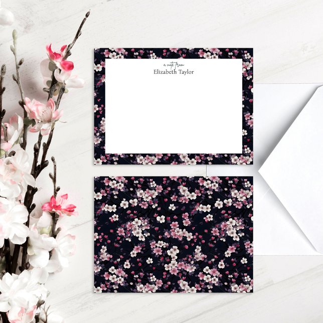 Black Pink Sakura Flowers, Pattern Design Card (Creator Uploaded)