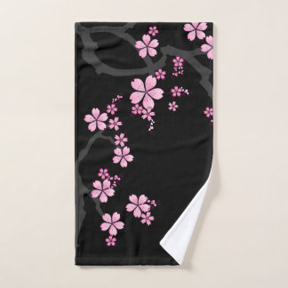 Black Pink Sakura japanese design :: Hand Towel
