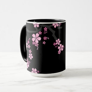 Black Pink Sakura japanese design :: Mug