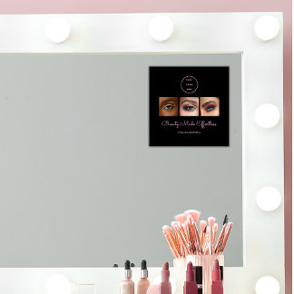 Black Pink Script Logo Photo Makeup Studio