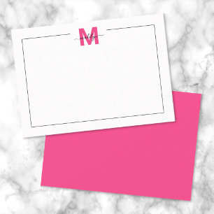 Black Pink Script Name Monogram Card