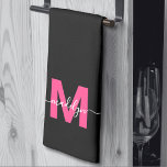 Black Pink Script Name Monogram Tea Towel<br><div class="desc">Personalised Custom Create Your Own Girly Black Pink Initial Name Monogram Kitchen Towel. Add a fun and feminine touch to your kitchen with this stylish monogrammed towel. Designed for a tri-fold style, it features a bold pink initial and a flowing black script name, creating a personalised and chic look. Perfect...</div>