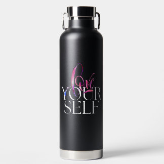 Black Pink Self-Love Motivational  Water Bottle