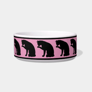 Black & Pink Silhouette Cat Bowl