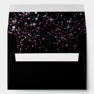 Black Pink Sparkle Glitter envelopes