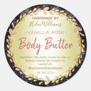 Black Pink Sparkles Gold Body Butter Labels