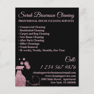 Black Pink Spray Janitorial Maid House Cleaning Flyer