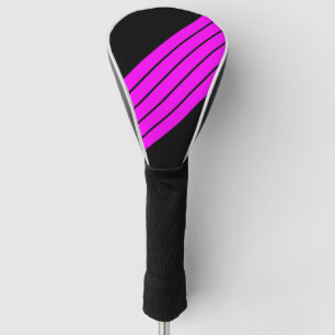 Black Pink Striped 70s 80s Retro Racing Stripes Golf Head Cover