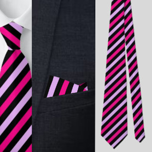Black Pink Stripes Abstract Pattern Tie