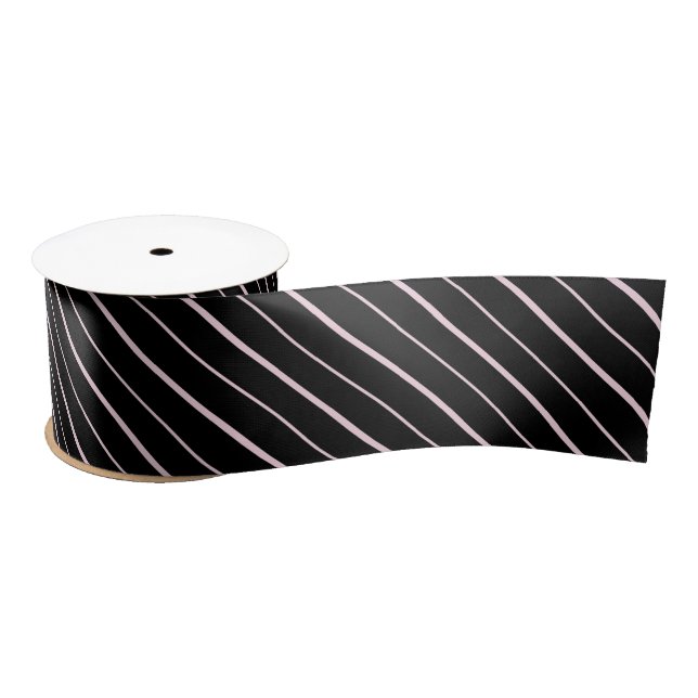 Black & Pink Stripes Gift Wrapping  Satin Ribbon (Spool)