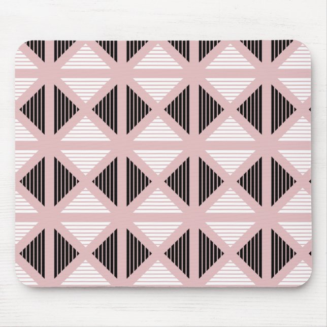 Black & Pink Stripes Mouse Pad (Front)