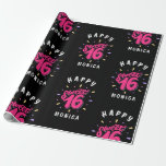 Black Pink Sweet 16 Personalised Birthday Wrapping Paper<br><div class="desc">Black Pink Sweet 16 Personalised Birthday</div>