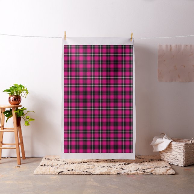 Black Pink Tartan Plaid Pattern Fabric (In Situ)