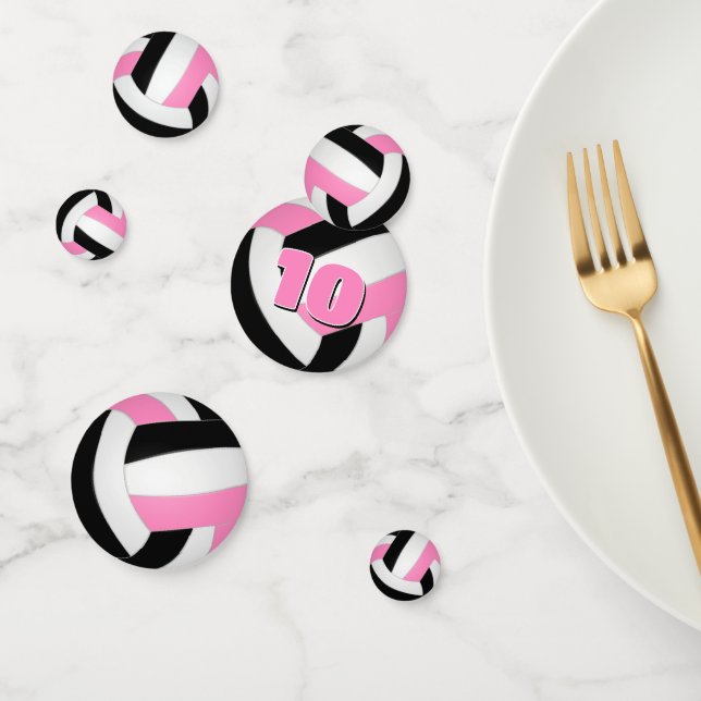 black pink team colours girls volleyball party confetti (Group)