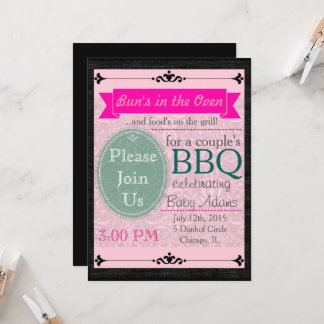 Black & Pink Thatched Invite