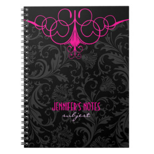 Black & Pink Vintage Damasks Notebook