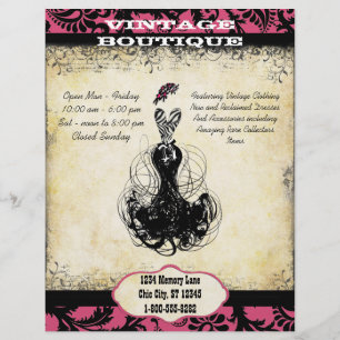 Black & Pink Vintage Dress Boutique or Business Flyer