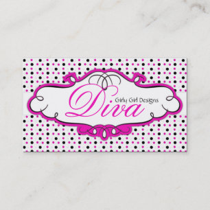 Black/Pink/White Polka Dot Design Business Card
