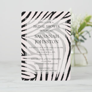 Black Pink Zebra Bridal Shower Invitation