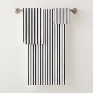 Black Pinstripe Bath Towel Set