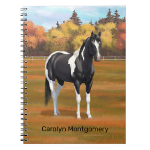 Black Pinto Paint Quarter Horse Stallion Notebook
