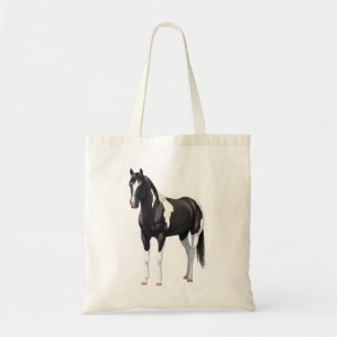 Black Pinto Paint Quarter Horse Stallion Tote Bag