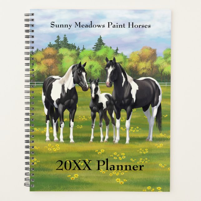 Black Pinto Paint Quarter Horses In Summer Pasture Planner (Front)