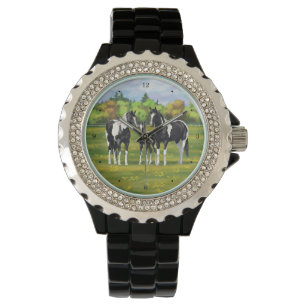 Black Pinto Paint Quarter Horses In Summer Pasture Watch