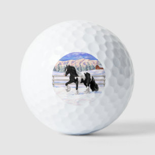 Black Pinto Piebald Gypsy Vanner Draught Horse Gol Golf Balls