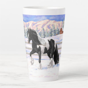Black Pinto Piebald Gypsy Vanner Draught Horse Latte Mug