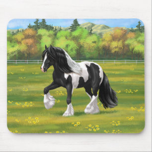 Black Pinto Piebald Gypsy Vanner Draught Horse Mouse Pad