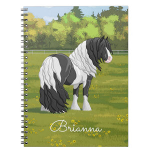 Black Pinto Piebald Gypsy Vanner Draught Horse Notebook