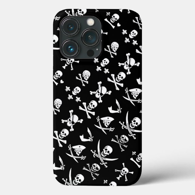BLACK PIRATE BANNERS SKULL,CROSSED BONES,SWORDS Case-Mate iPhone CASE (Back)