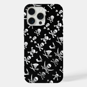 BLACK PIRATE BANNERS SKULL,CROSSED BONES,SWORDS iPhone CASE