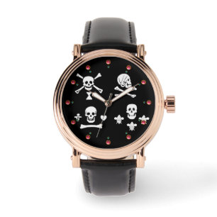 BLACK PIRATE BANNERS SKULL,CROSSED BONES,SWORDS  WATCH