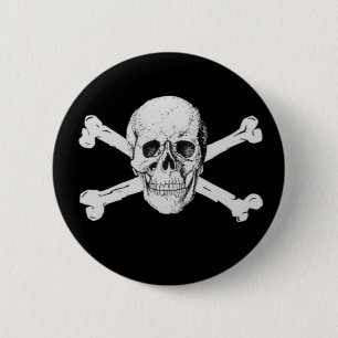 Black Pirate Skull and Crossbones 6 Cm Round Badge