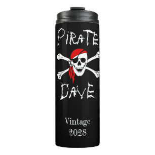 Black Pirate Skull Crossbones Drink Tumbler Men