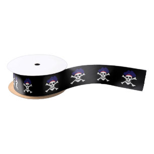 Black Pirates ribbon, Captain Jack, Pirates flag Satin Ribbon